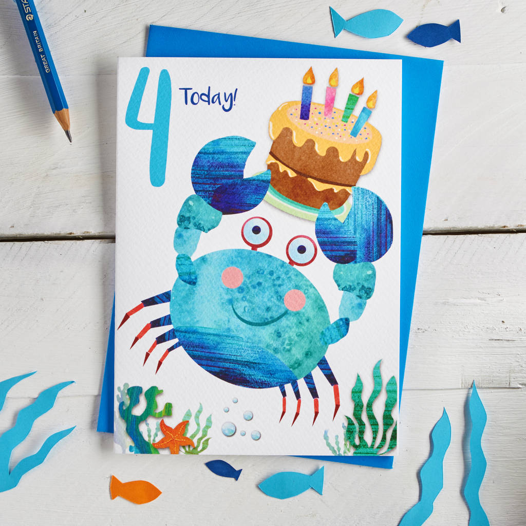 Age Four Cheeky Crab Birthday Card By Rocket 68