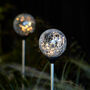 Pair Of Glass Crackle Ball Stake Lights, thumbnail 1 of 2