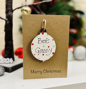 Personalised Granny Christmas Card Bauble Decoration, 2 of 4