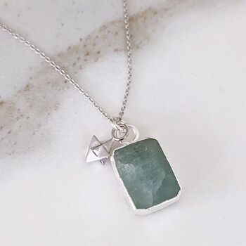 The Duo Aquamarine Necklace, Sterling Silver, 4 of 11