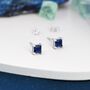 Princess Cut Dark Sapphire Blue Cz Stud Earrings, thumbnail 1 of 12
