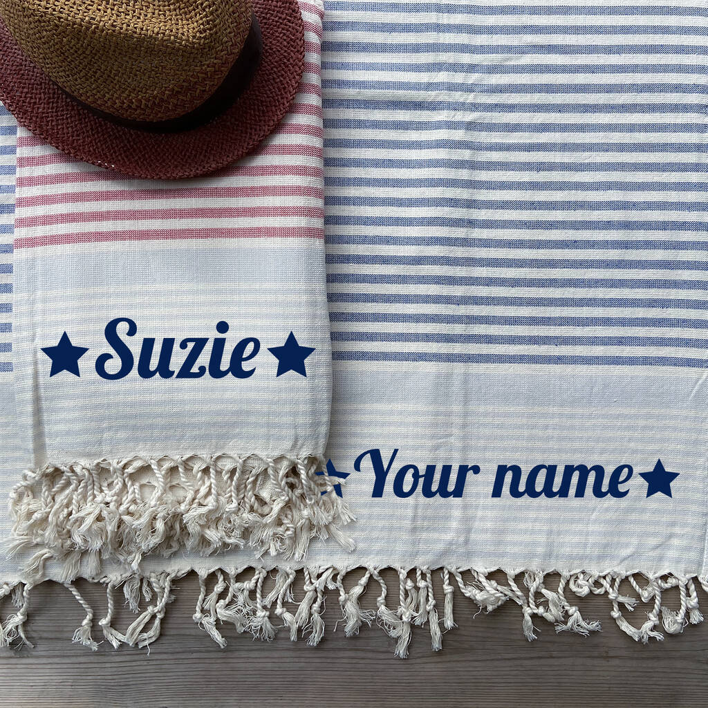 Personalised Quality Beach Towel, Carrier Strap, 1 of 9