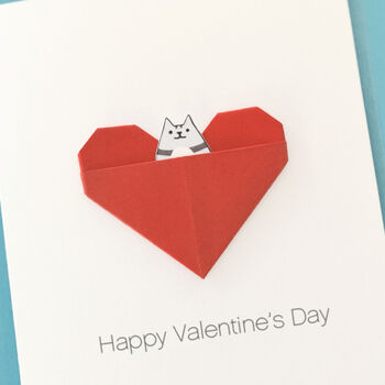 Personalised Cat Valentine's Day Origami Heart Card, 8 of 10