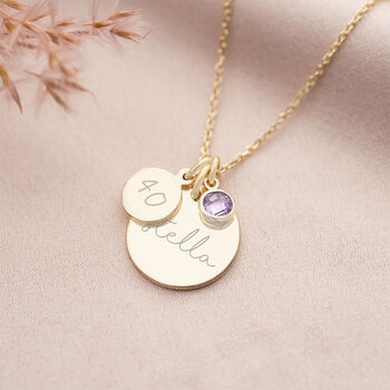 Esme Birthday Disc And Birthstone Personalised Name Necklace, 6 of 12