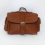 Small Leather Crossbody Satchel Handheld Handbag Caramel Tan Light Brown With Side Pockets, thumbnail 5 of 9