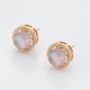 18k Gold Plated Round Rose Quartz Stud Earrings, thumbnail 2 of 3