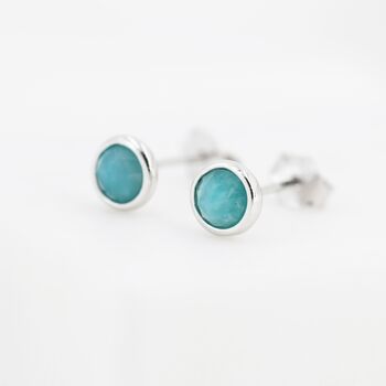 Sterling Silver Rose Cut Amazonite Stud Earrings, 2 of 12