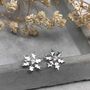 Sterling Silver Snowflake Sparkle Studs, thumbnail 3 of 10