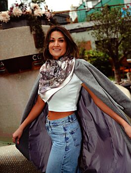 Limited Edition Orchid Floral 100% Silk Satin Scarf, 2 of 9