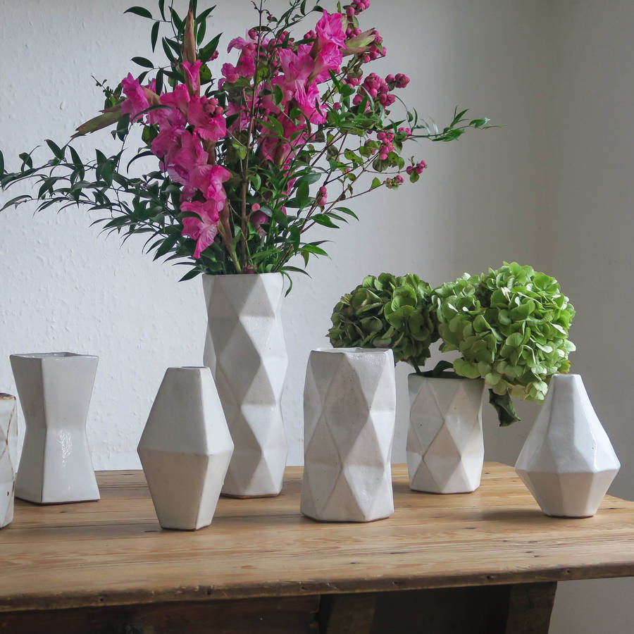 geometric stoneware vase by nom living