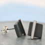 Geometric Earrings. Square Black Studs, thumbnail 3 of 8