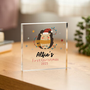 Personalised Baby’s First Christmas Gift Acrylic Block, 2 of 4
