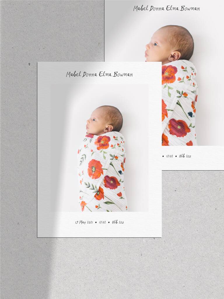 Image of 20 New Love Photo Birth Announcement Thank You Cards