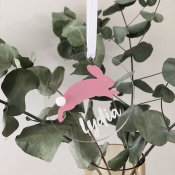 Personalised Acrylic Easter Rabbit Hanging Decoration, 3 of 12