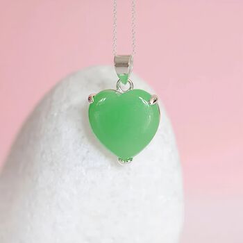 Sterling Silver Jade Heart Necklace, 2 of 12