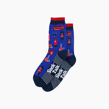 London Landmarks Bamboo Socks In Royal Blue, 3 of 4