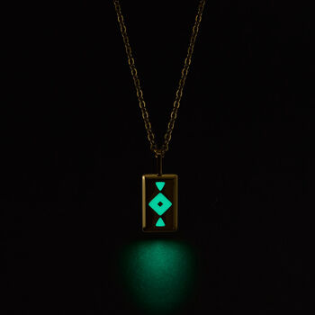 Turquoise Gaia Mint Green Glowing Pendant Necklace With Uv Keyring Torch, 5 of 9