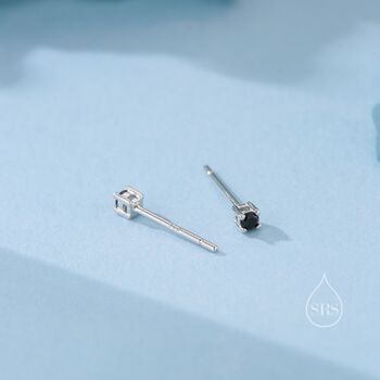 Very Tiny 2mm Black Cz Stud Earrings, 7 of 12