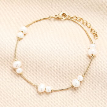 Pearl Snake Chain Charm Bracelet In Gold, 2 of 5