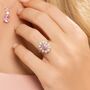 Pink Sapphire Halo Engagement Ring In Sterling Silver And Gold, thumbnail 7 of 12