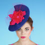 Navy Wedding And Races Hat 'Mademoiselle Butterfly', thumbnail 1 of 8