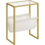 Glass Side Table End Table With Magazine Holder Sling, thumbnail 7 of 9