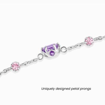 Pink Sapphire And Amethyst Bracelet In Sterling Silver And Gold Vermeil, 6 of 11
