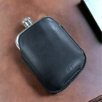 Steel Hip Flask With Personalised Leather Sleeve, 7 of 12