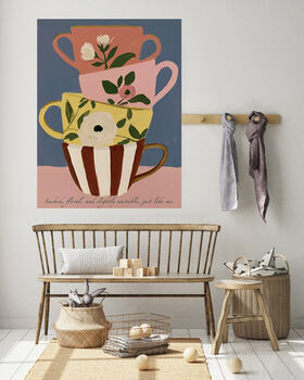 Tea Cup Stack Kitchen Art Print, 5 of 5