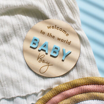 Welcome To The World Baby Boy Decoration Disc, 2 of 3