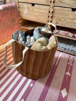 Large Wool And Jute Striped Basket Bag, 7 of 7