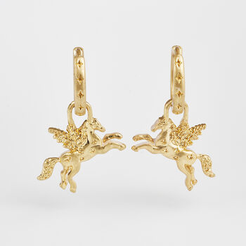 Gold Pegasus Huggie Earrings, 3 of 9