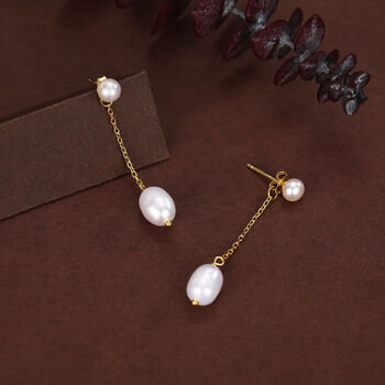 Natural Freshwater Pearl Ear Jacket Earrings In Sterling Silver, 5 of 11