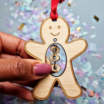 Wooden Christmas Personalised Family Gingerbread Bauble, 4 of 6