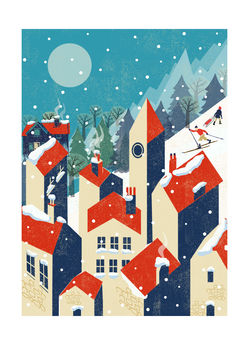 Nordic Winter Village Print, 3 of 3