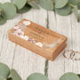 Personalised Blush Flowers Wedding Oak Wooden Double Ring Box, thumbnail 2 of 3