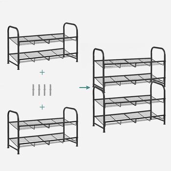 Two Tier Shoe Rack Storage Organiser Shelves Unit, 6 of 7