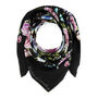 Pure Silk Designer Scarf Luxury Floral Black 90cm, thumbnail 1 of 5