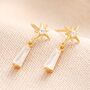 Star And Crystal Drop Earrings In Gold, thumbnail 1 of 4