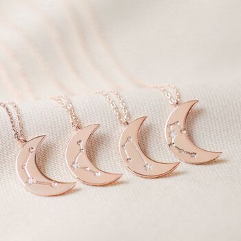 Constellation Moon Pendant Necklace In Rose Gold, 4 of 12