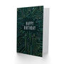 Circuit Board Pattern Tech Computer Geek Birthday Card, thumbnail 2 of 5