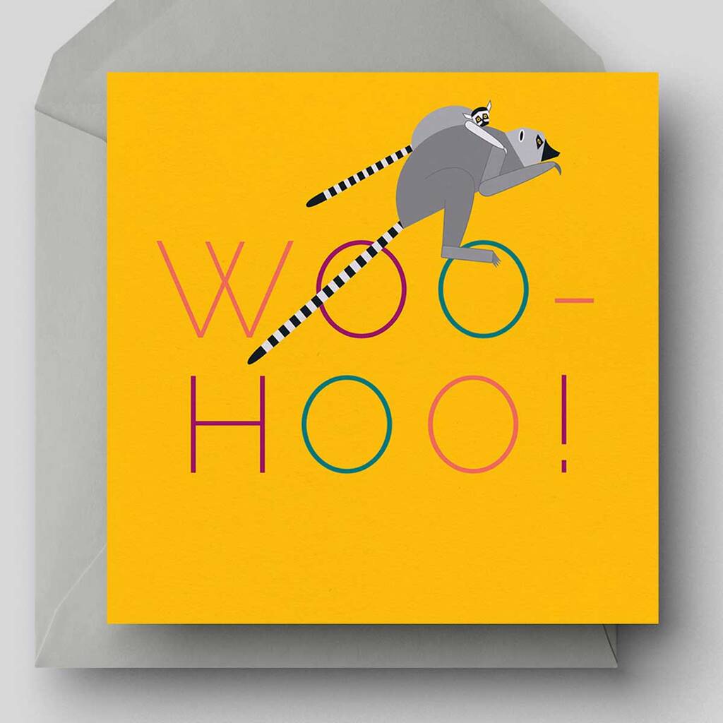 Woo Hoo! Celebration Card With Lemurs, 1 of 5