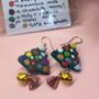 Christmas Colour Tree Painted Earrings With Stand, thumbnail 4 of 11