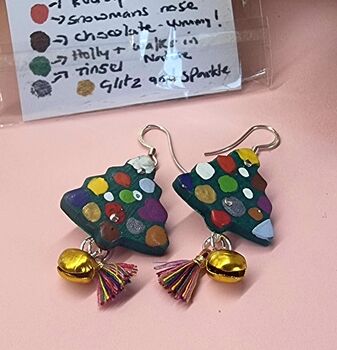 Christmas Colour Tree Painted Earrings With Stand, 4 of 11
