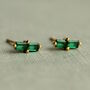 Cut Emerald Baguette Gold Studs, thumbnail 1 of 5