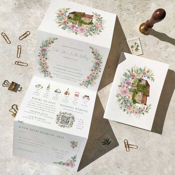 Blush Pink Roses And Greenery Wedding Invitation Suite, 8 of 12