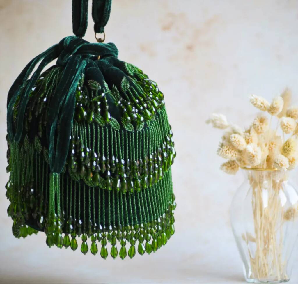 Emerald Green Velour – Mini Bucket Bag