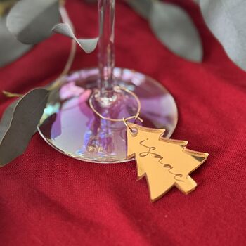 Christmas Tree Personalised Wine Glass Charm, 3 of 4
