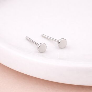 Micro Sterling Silver Disc Stud Earrings – 3mm, 2 of 7