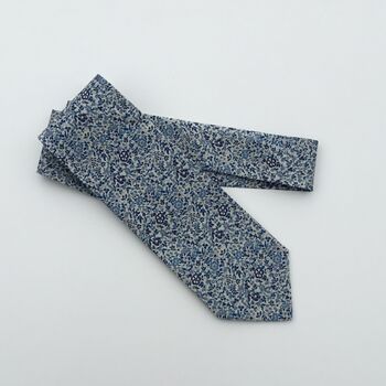 Liberty Of London Necktie Handmade In Shades Of Blue, 6 of 11